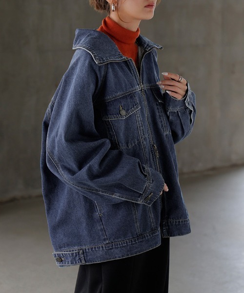 HUG.U(ハグユー)の「2wayネックデニムジャケット(デニムジャケット・レディース・ブルー/ワンウォッシュ・FREE)」の16枚目の写真
