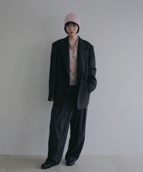 anuke(アンヌーク)の「Sheer Polo Knit(ニット/セーター・レディース・ピンク/ブラック・FREE)」の3枚目の写真