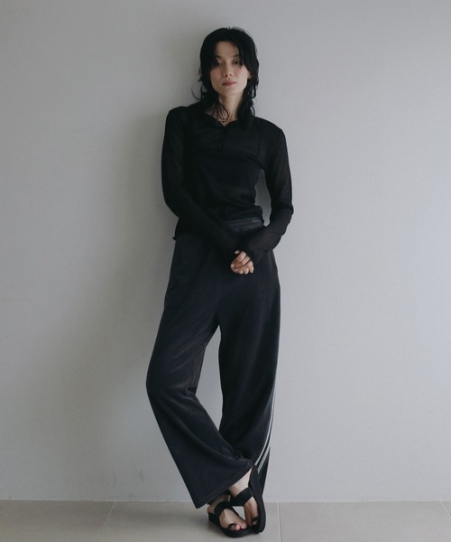 anuke(アンヌーク)の「Sheer Polo Knit(ニット/セーター・レディース・ピンク/ブラック・FREE)」の14枚目の写真