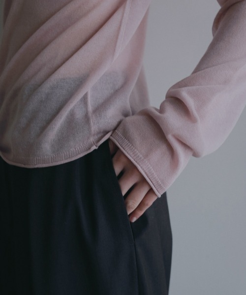 anuke(アンヌーク)の「Sheer Polo Knit(ニット/セーター・レディース・ピンク/ブラック・FREE)」の6枚目の写真