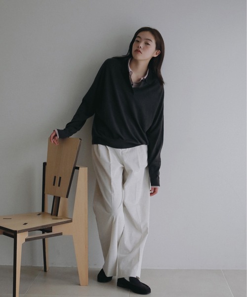 anuke(アンヌーク)の「Sheer Polo Knit(ニット/セーター・レディース・ピンク/ブラック・FREE)」の7枚目の写真