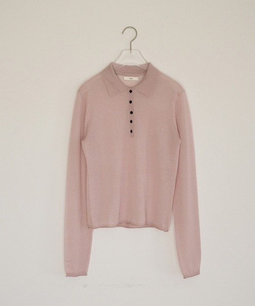 anuke(アンヌーク)の「Sheer Polo Knit(ニット/セーター・レディース・ピンク/ブラック・FREE)」の12枚目の写真