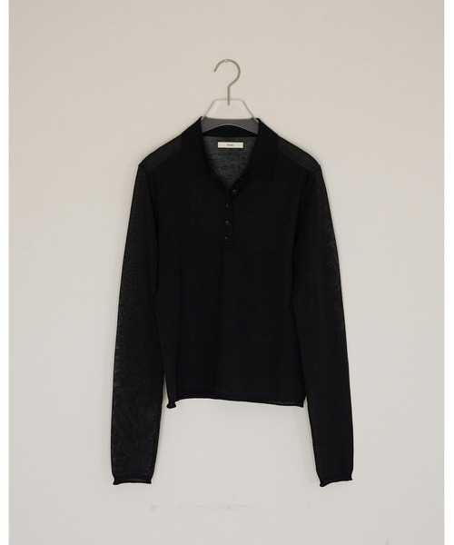 anuke(アンヌーク)の「Sheer Polo Knit(ニット/セーター・レディース・ピンク/ブラック・FREE)」の11枚目の写真