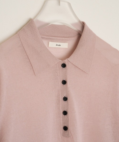 anuke(アンヌーク)の「Sheer Polo Knit(ニット/セーター・レディース・ピンク/ブラック・FREE)」の13枚目の写真