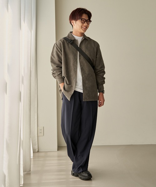 ikka(イッカ)の「フェイクスウェードシャウター【MonoMax × 小泉孝太郎】【親子コーデ】(シャツ/ブラウス・メンズ・グレー/ベージュ/ネイビー/グレー系その他・XL/L/M/S)」の9枚目の写真