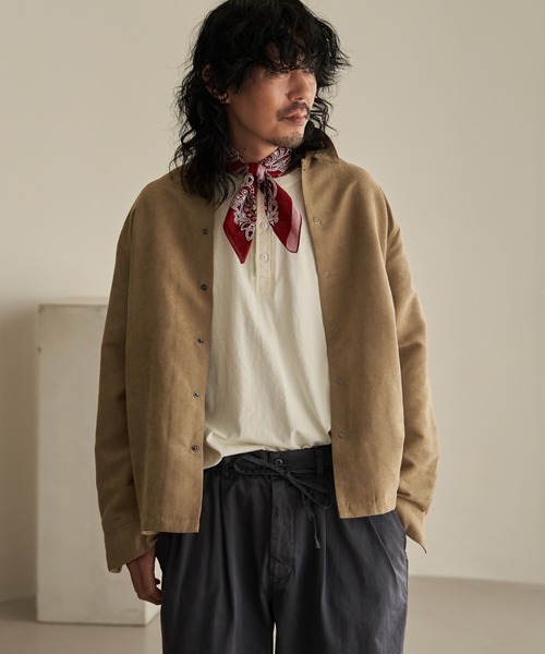ikka(イッカ)の「フェイクスウェードシャウター【MonoMax × 小泉孝太郎】【親子コーデ】(シャツ/ブラウス・メンズ・グレー/ベージュ/ネイビー/グレー系その他・XL/L/M/S)」の5枚目の写真