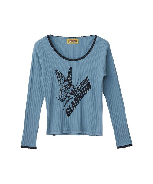 HYSTERIC GLAMOUR(ヒステリックグラマー)の「BUTTERFLY GIRL チビTシャツ(Tシャツ/カットソー・レディース・ブルー/パープル/ブラック・FREE)」の3枚目の写真