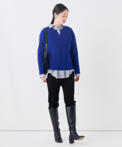 NOLLEY’S(ノーリーズ)の「ウォッシャブルカールカールキーネックプルオーバー(ニット/セーター・レディース・ピンク/オフホワイト/ネイビー/ロイヤルブルー・FREE)」の5枚目の写真