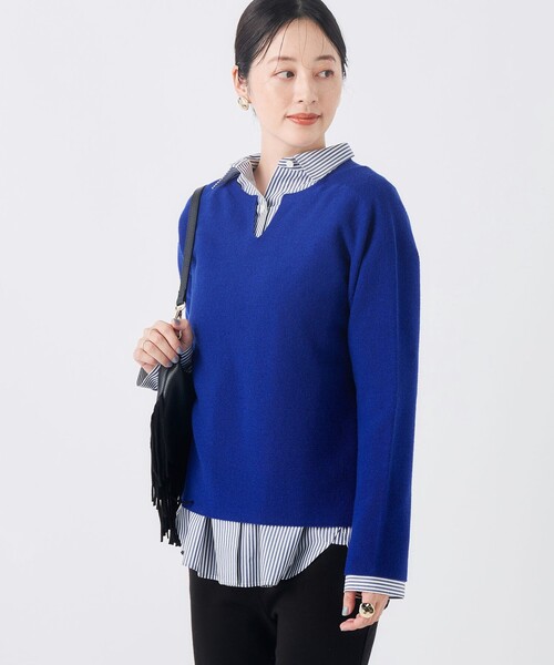 NOLLEY’S(ノーリーズ)の「ウォッシャブルカールカールキーネックプルオーバー(ニット/セーター・レディース・ピンク/オフホワイト/ネイビー/ロイヤルブルー・FREE)」の18枚目の写真