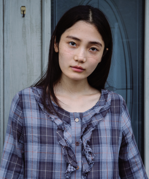 OHESHIO（オヘシオ）の「VINTAGE RUFFLE DRESS, GRAY CHECK（ワンピース・レディース・その他・FREE）」の8枚目の写真