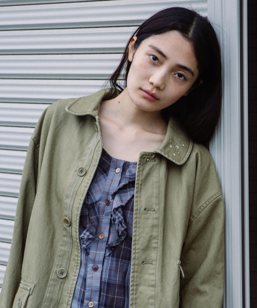 OHESHIO（オヘシオ）の「VINTAGE RUFFLE DRESS, GRAY CHECK（ワンピース・レディース・その他・FREE）」の11枚目の写真