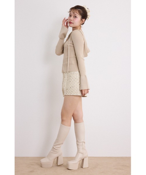 rienda(リエンダ)の「ビジューニットパーカートップス 秋服(ニット/セーター・レディース・グレー/ブラック/ベージュ・FREE)」の21枚目の写真