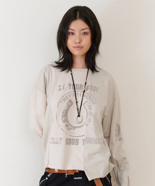 THEVINYLHOUSE(ザバイニルハウス)の「BLOCK UNBALANCE LS TEE(W) CREAM(Tシャツ/カットソー・レディース・その他・FREE)」の2枚目の写真