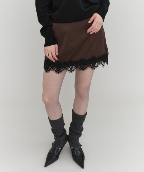 Rohwel(ローウェル)の「Satin Lace Mini Skirt / サテンレースミニスカート(スカート・レディース・その他1/ブラウン/ブラック・FREE)」の16枚目の写真