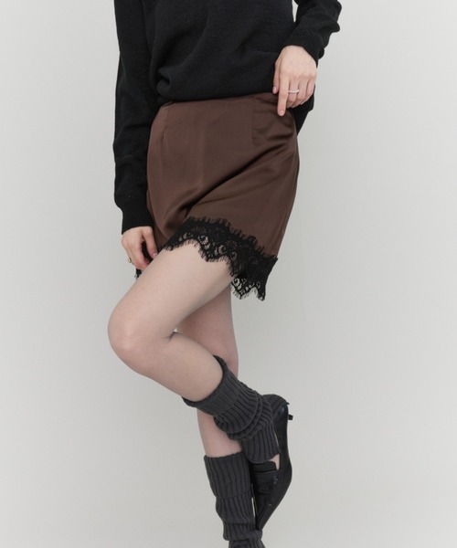 Rohwel(ローウェル)の「Satin Lace Mini Skirt / サテンレースミニスカート(スカート・レディース・その他1/ブラウン/ブラック・FREE)」の19枚目の写真