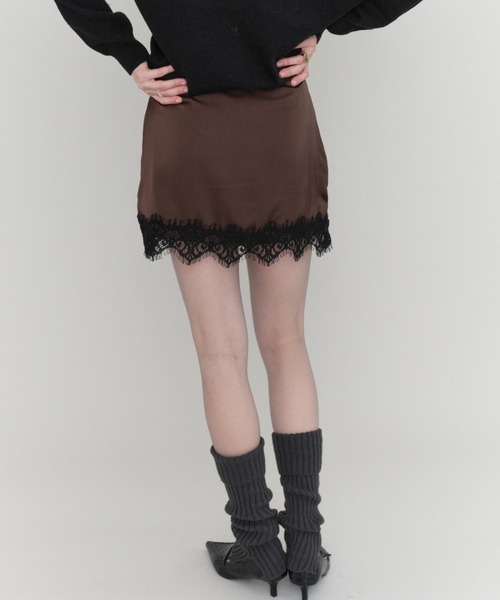 Rohwel(ローウェル)の「Satin Lace Mini Skirt / サテンレースミニスカート(スカート・レディース・その他1/ブラウン/ブラック・FREE)」の20枚目の写真