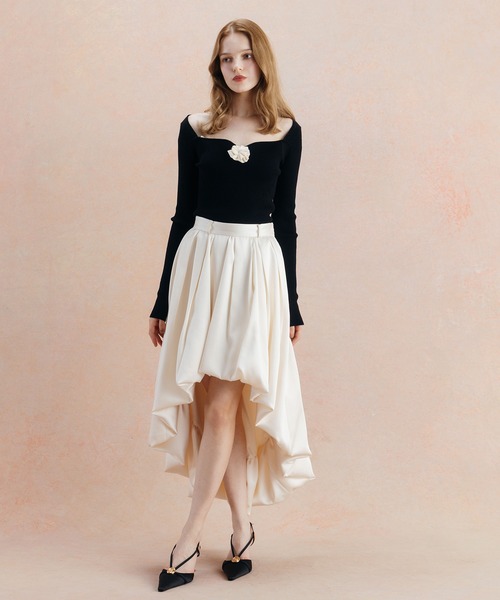 EIMY ISTOIRE(エイミーイストワール)の「ROSE RIB KNIT TOPS(ニット/セーター・レディース・ブラック/チャコールグレー/レッド/アイボリー・FREE)」の7枚目の写真