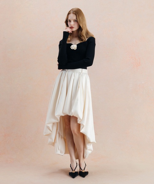 EIMY ISTOIRE(エイミーイストワール)の「ROSE RIB KNIT TOPS(ニット/セーター・レディース・ブラック/チャコールグレー/レッド/アイボリー・FREE)」の8枚目の写真