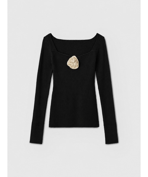 EIMY ISTOIRE(エイミーイストワール)の「ROSE RIB KNIT TOPS(ニット/セーター・レディース・ブラック/チャコールグレー/レッド/アイボリー・FREE)」の12枚目の写真