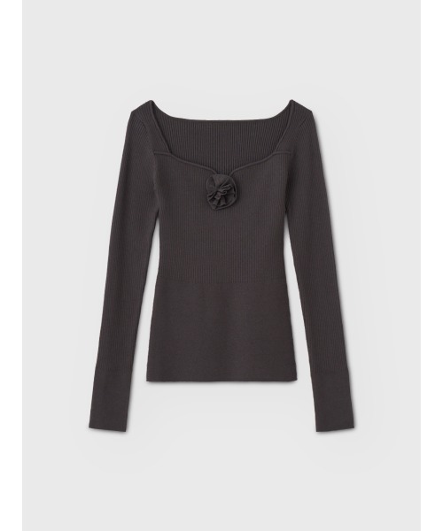 EIMY ISTOIRE(エイミーイストワール)の「ROSE RIB KNIT TOPS(ニット/セーター・レディース・ブラック/チャコールグレー/レッド/アイボリー・FREE)」の14枚目の写真
