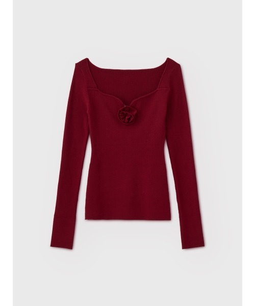 EIMY ISTOIRE(エイミーイストワール)の「ROSE RIB KNIT TOPS(ニット/セーター・レディース・ブラック/チャコールグレー/レッド/アイボリー・FREE)」の13枚目の写真