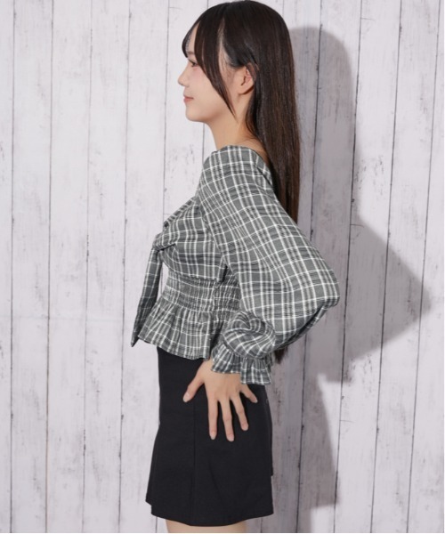 GORGE(ゴージ)の「ツイルチェック シャーリングリボンブラウス|全4色(シャツ/ブラウス・レディース・ブラウン/ボルドー/グレー/ブラック・F)」の19枚目の写真