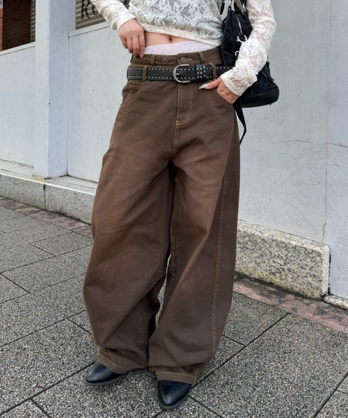 RAY CASSIN(レイカズン)の「【S / Mサイズ展開】ダブルウエストバレルデニムパンツ(デニムパンツ・レディース・ネイビー/ブルー/ブラウン・S/M)」の14枚目の写真