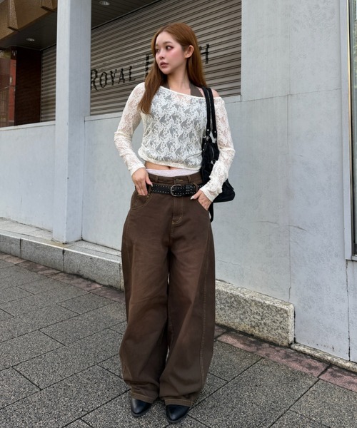 RAY CASSIN(レイカズン)の「【S / Mサイズ展開】ダブルウエストバレルデニムパンツ(デニムパンツ・レディース・ネイビー/ブルー/ブラウン・S/M)」の16枚目の写真