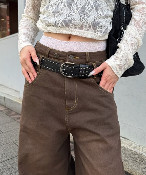 RAY CASSIN(レイカズン)の「【S / Mサイズ展開】ダブルウエストバレルデニムパンツ(デニムパンツ・レディース・ネイビー/ブルー/ブラウン・S/M)」の15枚目の写真
