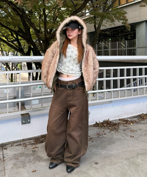 RAY CASSIN(レイカズン)の「【S / Mサイズ展開】ダブルウエストバレルデニムパンツ(デニムパンツ・レディース・ネイビー/ブルー/ブラウン・S/M)」の19枚目の写真