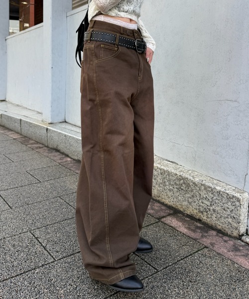 RAY CASSIN(レイカズン)の「【S / Mサイズ展開】ダブルウエストバレルデニムパンツ(デニムパンツ・レディース・ネイビー/ブルー/ブラウン・S/M)」の13枚目の写真