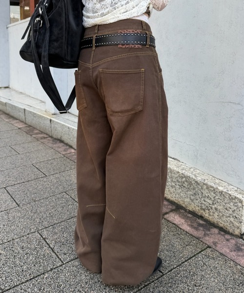 RAY CASSIN(レイカズン)の「【S / Mサイズ展開】ダブルウエストバレルデニムパンツ(デニムパンツ・レディース・ネイビー/ブルー/ブラウン・S/M)」の12枚目の写真