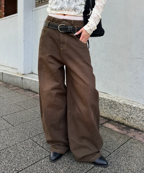 RAY CASSIN(レイカズン)の「【S / Mサイズ展開】ダブルウエストバレルデニムパンツ(デニムパンツ・レディース・ネイビー/ブルー/ブラウン・S/M)」の11枚目の写真