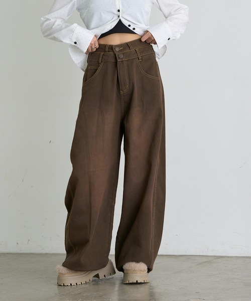 RAY CASSIN(レイカズン)の「【S / Mサイズ展開】ダブルウエストバレルデニムパンツ(デニムパンツ・レディース・ネイビー/ブルー/ブラウン・S/M)」の22枚目の写真