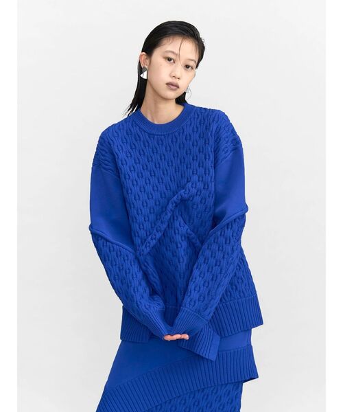 UN3D.(アンスリード)の「LINKS KNIT TOP / リンクスニットトップ(ニット/セーター・レディース・ブラック/グレー/ブルー・FREE)」の1枚目の写真