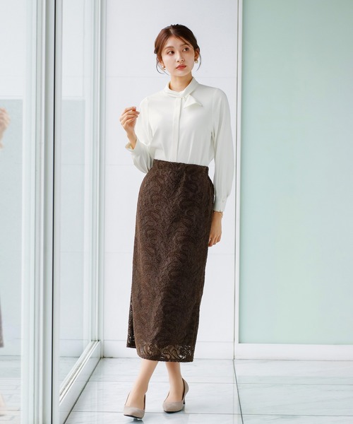 WHITE JOOLA（ホワイトジョーラ）の「【 通勤・セレモニー 】 アシメカラーボウタイブラウス（シャツ/ブラウス・レディース・サックスブルー/ホワイト/ベージュ・S/L/M）」の10枚目の写真