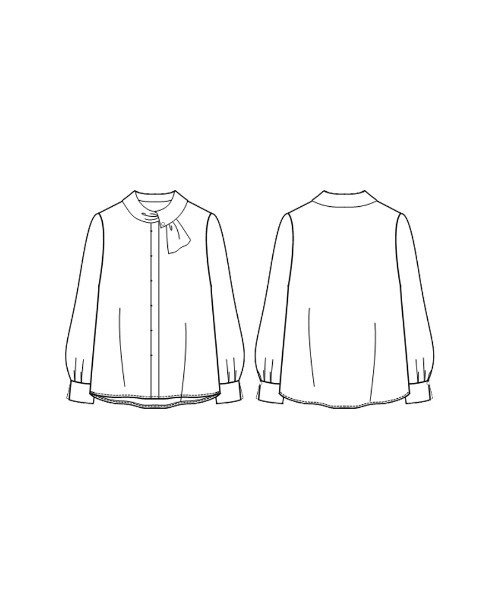 WHITE JOOLA（ホワイトジョーラ）の「【 通勤・セレモニー 】 アシメカラーボウタイブラウス（シャツ/ブラウス・レディース・サックスブルー/ホワイト/ベージュ・S/L/M）」の11枚目の写真