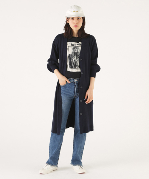 MOUSSY（マウジー）の「VOLUME SLEEVE RIB CARDIGAN（カーディガン/ボレロ・レディース・ベージュ/ネイビー/オフホワイト・FREE）」の3枚目の写真