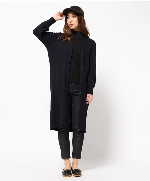 MOUSSY（マウジー）の「VOLUME SLEEVE RIB CARDIGAN（カーディガン/ボレロ・レディース・ベージュ/ネイビー/オフホワイト・FREE）」の7枚目の写真