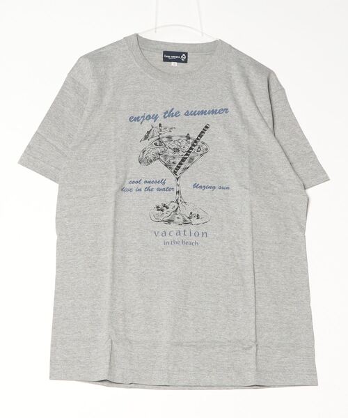 Lens Concave(レンズコンケイブ)の「トロピカルドリンク絵 Tee(Tシャツ/カットソー・メンズ・レッド/ブラック/杢グレー/グリーン/ホワイト・1/2/3)」の1枚目の写真
