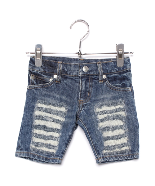 CHUBBYGANG(チャビーギャング)の「ストレッチデニムハーフパンツ(デニムパンツ・キッズ・インディゴブルー/レッド・110/130/100/120)」の1枚目の写真