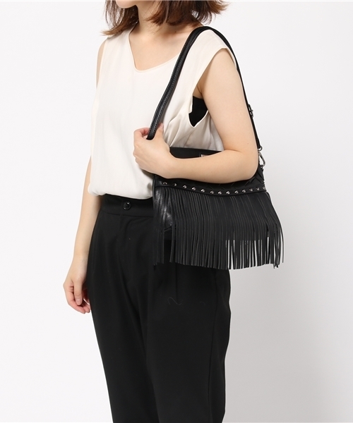 GUILD PRIME（ギルドプライム）の「【GUILD PRIME】WOMENS フリンジバスケットショルダー（ショルダーバッグ・レディース・ブラック・FREE）」の6枚目の写真