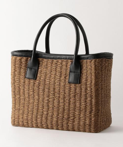 green label relaxing(グリーンレーベルリラクシング)の「CB クラシックかごトートバッグ(かごバッグ・レディース・オフホワイト/ブラック/ダークブラウン・FREE)」の5枚目の写真