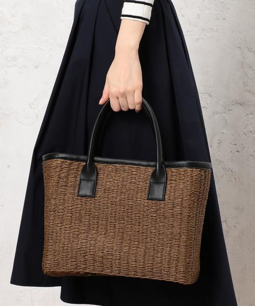 green label relaxing(グリーンレーベルリラクシング)の「CB クラシックかごトートバッグ(かごバッグ・レディース・オフホワイト/ブラック/ダークブラウン・FREE)」の7枚目の写真