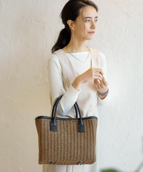 green label relaxing(グリーンレーベルリラクシング)の「CB クラシックかごトートバッグ(かごバッグ・レディース・オフホワイト/ブラック/ダークブラウン・FREE)」の8枚目の写真