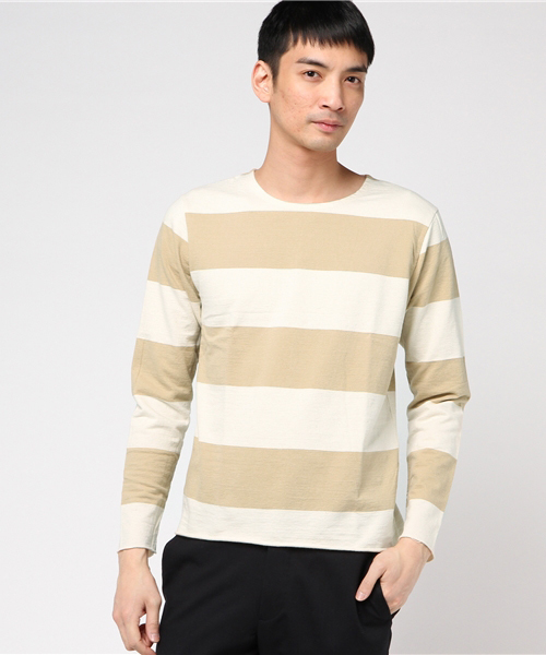 quadro（クオドロ）の「インレイキングボーダーカットオフTシャツ（Tシャツ/カットソー・メンズ・グレー/ベージュ/ネイビー/チャコールグレー・MEDIUM/LARGE）」の15枚目の写真