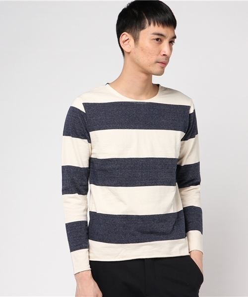 quadro（クオドロ）の「インレイキングボーダーカットオフTシャツ（Tシャツ/カットソー・メンズ・グレー/ベージュ/ネイビー/チャコールグレー・MEDIUM/LARGE）」の16枚目の写真