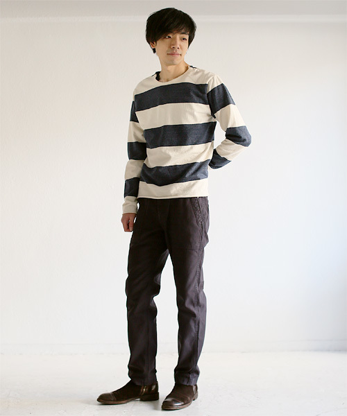 quadro（クオドロ）の「インレイキングボーダーカットオフTシャツ（Tシャツ/カットソー・メンズ・グレー/ベージュ/ネイビー/チャコールグレー・MEDIUM/LARGE）」の13枚目の写真