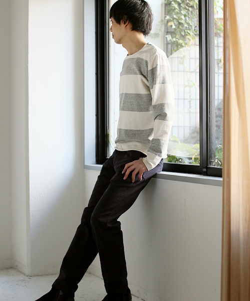 quadro（クオドロ）の「インレイキングボーダーカットオフTシャツ（Tシャツ/カットソー・メンズ・グレー/ベージュ/ネイビー/チャコールグレー・MEDIUM/LARGE）」の11枚目の写真