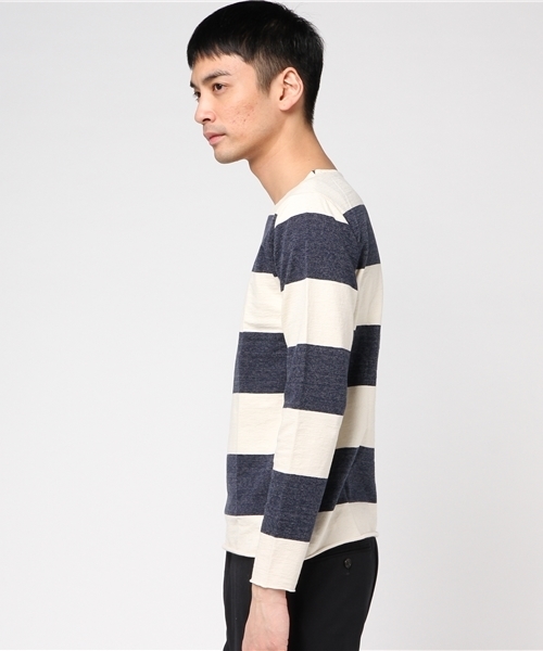 quadro（クオドロ）の「インレイキングボーダーカットオフTシャツ（Tシャツ/カットソー・メンズ・グレー/ベージュ/ネイビー/チャコールグレー・MEDIUM/LARGE）」の5枚目の写真